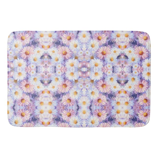  Seamless pattern with white and pink daisies Bath Mat (Front)