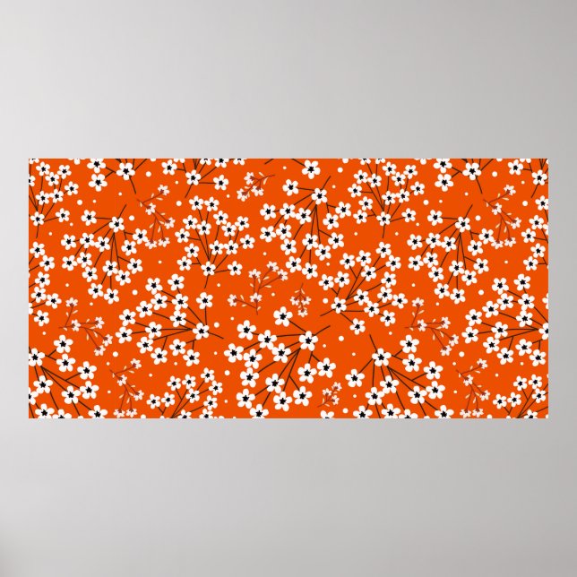 Seamless pattern with white small flowers poster (Front)