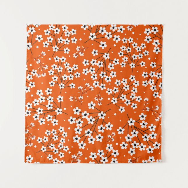 Seamless pattern with white small flowers tapestry (Front)