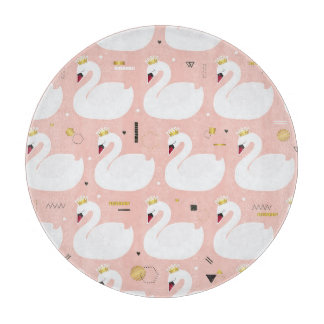 Seamless pattern with white swans. cutting board