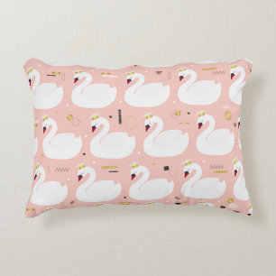 Seamless pattern with white swans. decorative cushion
