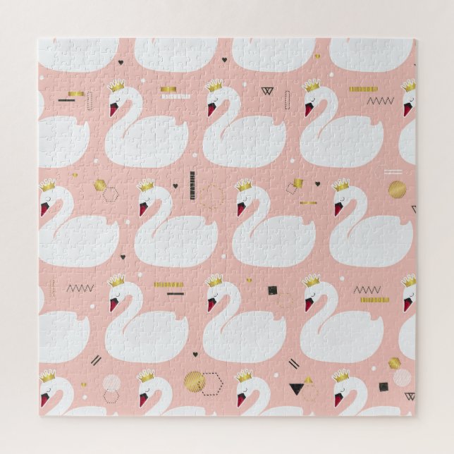 Seamless pattern with white swans. jigsaw puzzle (Vertical)