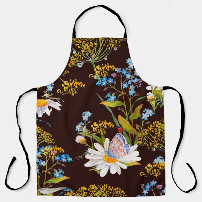 Seamless pattern with wildflowers apron (Front)