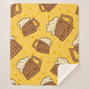 Seamless Pattern with Wooden Foam Beer Mugsbeer, p Sherpa Blanket