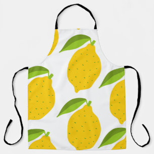 Seamless pattern with yellow fresh lemon apron