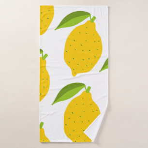 Seamless pattern with yellow fresh lemon bath towel