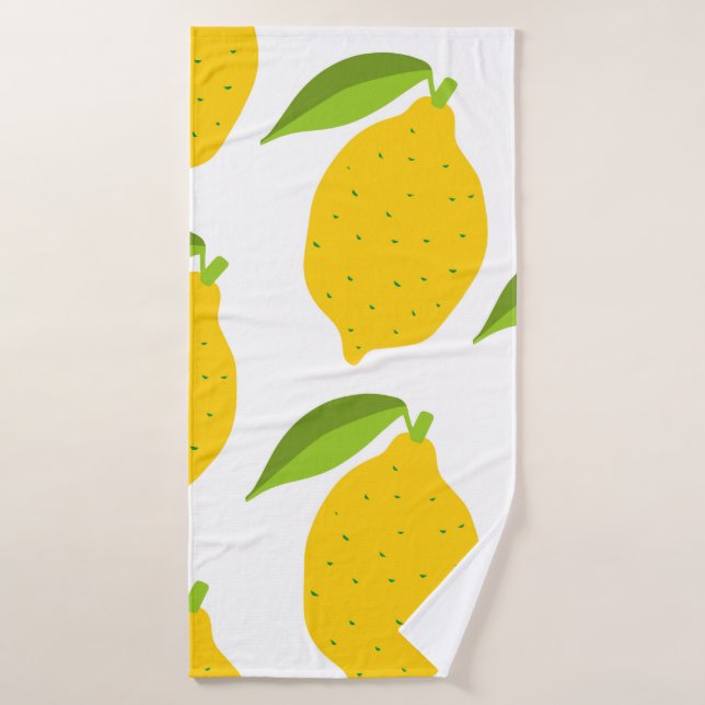 Seamless pattern with yellow fresh lemon bath towel (Bath Towel)