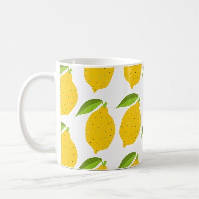 Seamless pattern with yellow fresh lemon coffee mug (Left)