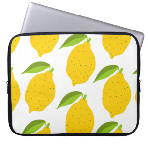 Seamless pattern with yellow fresh lemon laptop sleeve