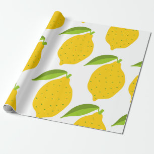 Seamless pattern with yellow fresh lemon wrapping paper