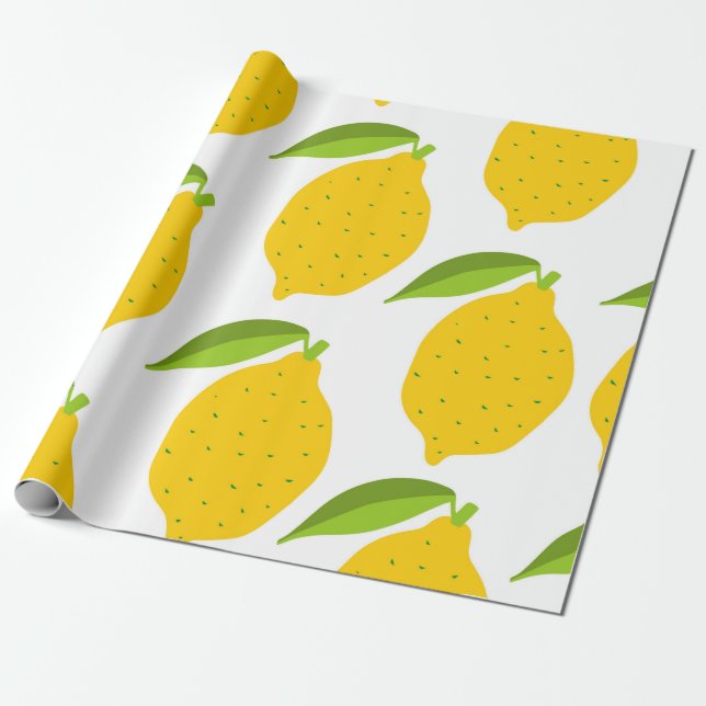 Seamless pattern with yellow fresh lemon wrapping paper (Unrolled)