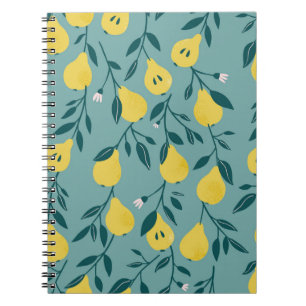 Seamless pattern with yellow pear. Fruit backgroun Notebook