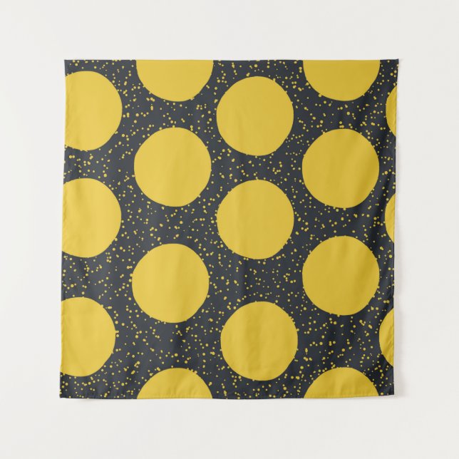 Seamless pattern with yellow polka dots tapestry (Front)
