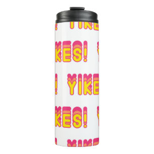 Seamless pattern with “Yikes!” words. Vintage wall Thermal Tumbler