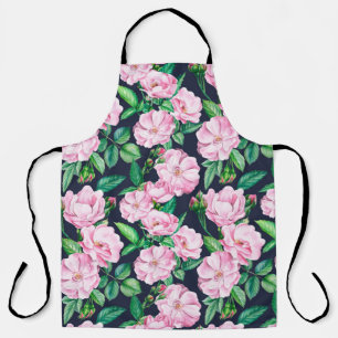 Seamless patterns of branches of roses, buds and l apron