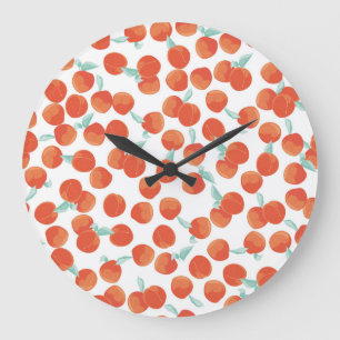 Seamless peach fruits, summer pattern. large clock
