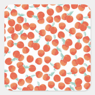 Seamless peach fruits, summer pattern. square sticker