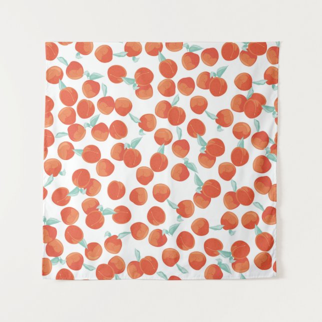 Seamless peach fruits, summer pattern. tapestry (Front)