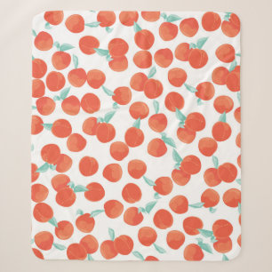 Seamless peach pattern with fruits background. Sum Sherpa Blanket