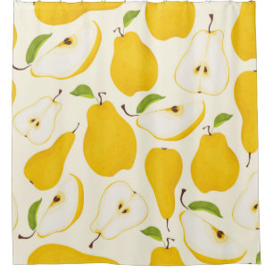Seamless pear pattern. Different pears whole fruit Shower Curtain