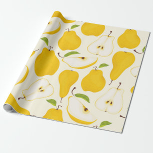 Seamless pear pattern. Different pears whole fruit Wrapping Paper