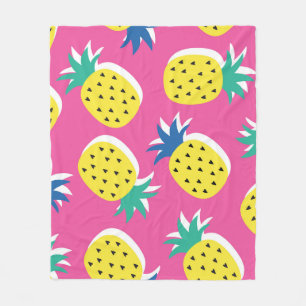seamless pineapple fruit crazy colors pattern. Ch Fleece Blanket
