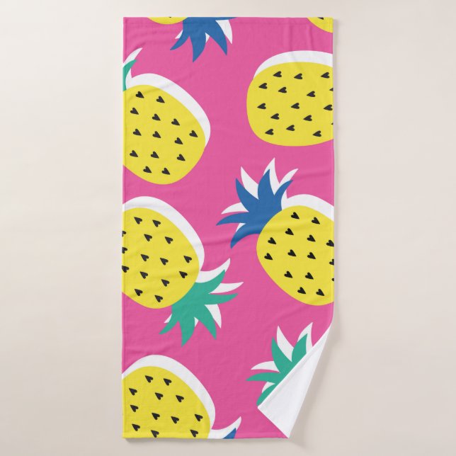  seamless pineapple fruit crazy colours pattern. C Bath Towel (Bath Towel)