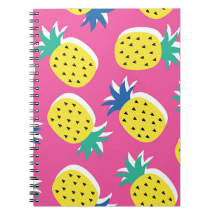 seamless pineapple fruit crazy colours pattern. C Notebook