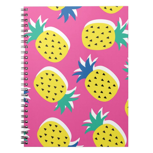  seamless pineapple fruit crazy colours pattern. C Notebook (Front)