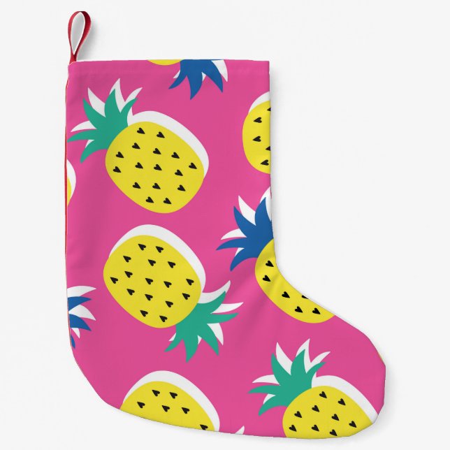  seamless pineapple fruit crazy colours pattern. C Small Christmas Stocking (Front)