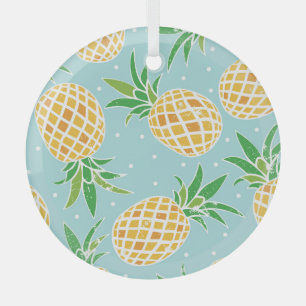 Seamless Pineapple Pattern Tropical Print Glass Tree Decoration