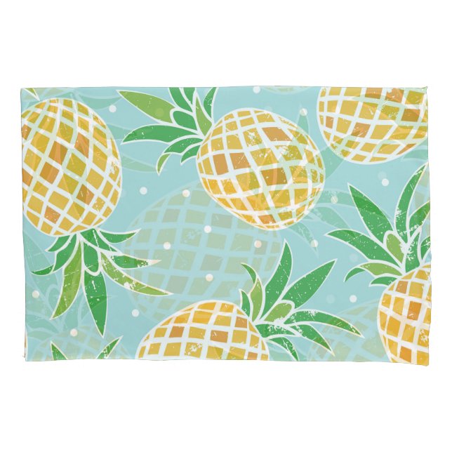 Seamless Pineapple Pattern Tropical Print Pillowcase (Front)