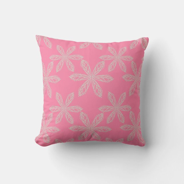 Seamless Pink Floral Design Pillow (Front)