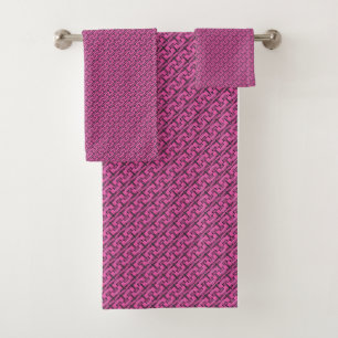 Seamless pink pattern bath towel set
