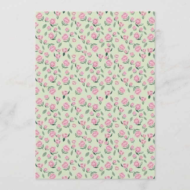 Seamless Pink Rose Watercolor Pattern Invitation (Front)