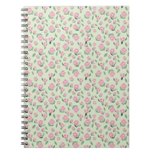 Seamless Pink Rose Watercolor Pattern Notebook