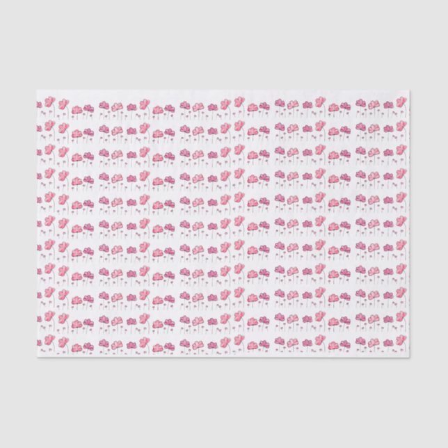 Seamless pink small flower. Cute and sweet design Tissue Paper (Front)