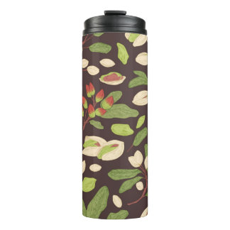 Seamless pistachio pattern with nuts, shells, bran thermal tumbler