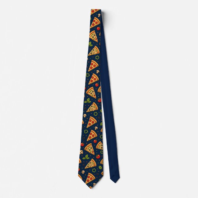 Seamless Pizza Pattern Fun Food Lover Design Tie (Front)