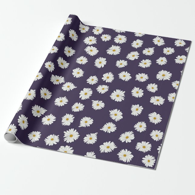 Seamless plant pattern. Small cute flowers of dais Wrapping Paper (Unrolled)
