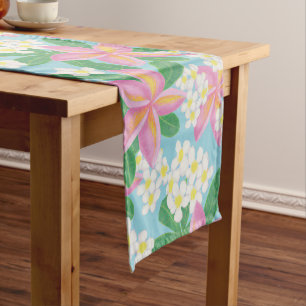 Seamless plumeria Pattern art print Short Table Runner