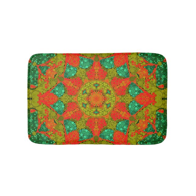 Seamless pointillism hand painted circles round sh bath mat (Front)