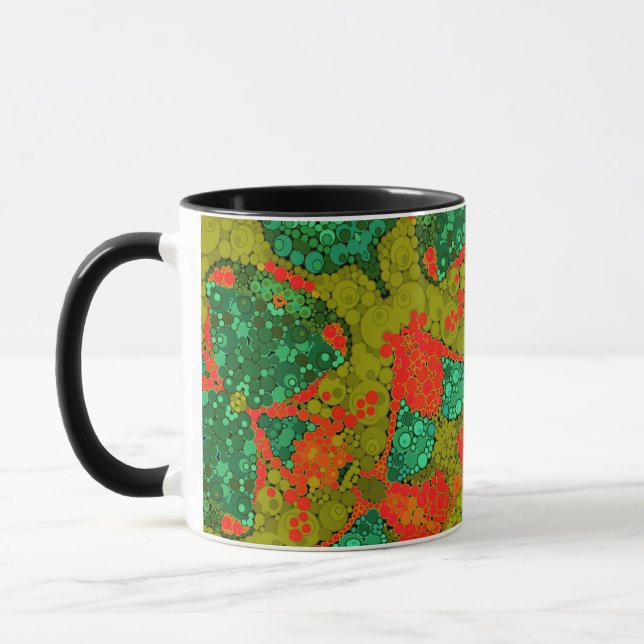 Seamless pointillism hand painted circles round sh mug (Left)