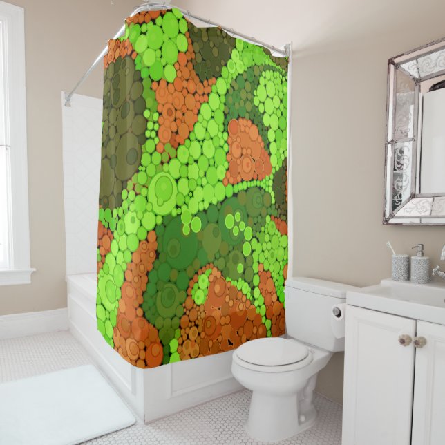 Seamless pointillism hand painted circles round sh shower curtain (In Situ)