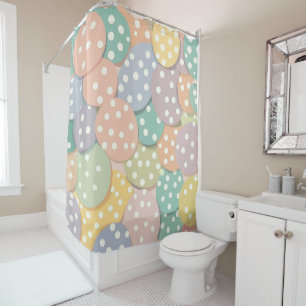 Seamless Polka Dot Pattern in Pastel Colours Shower Curtain