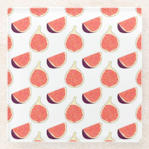 Seamless purple fig: colourful pattern glass coaster