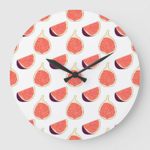 Seamless purple fig: colourful pattern large clock