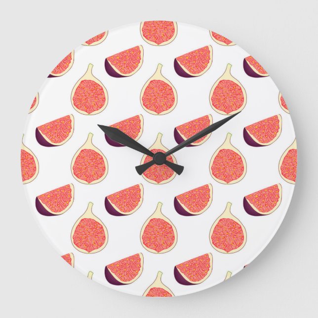 Seamless purple fig: colourful pattern large clock (Front)
