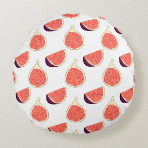 Seamless purple fig: colourful pattern round cushion