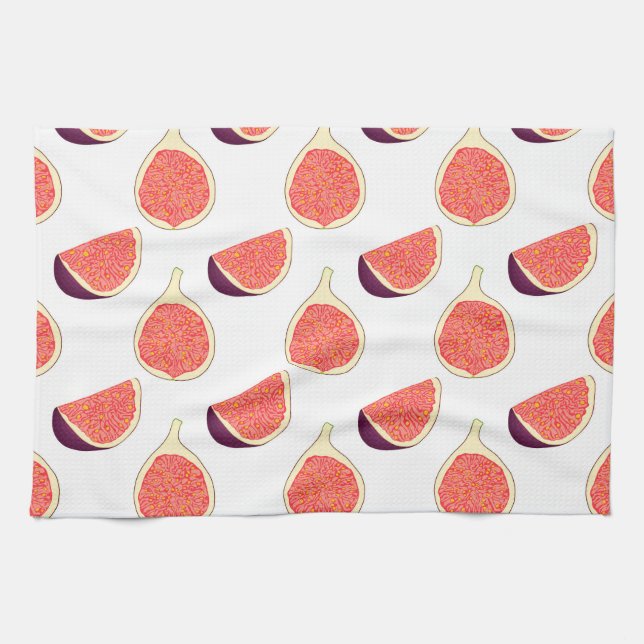 Seamless purple fig: colourful pattern tea towel (Horizontal)
